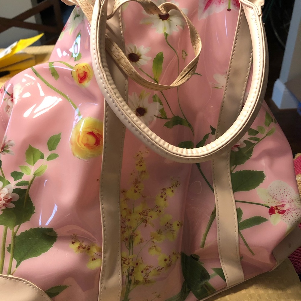Plastic floral bag purse or beach bag